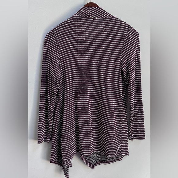 ab studio wine red silver glitter button wrap cardigan size M - Picture 6 of 11
